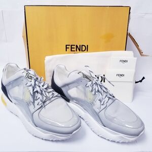 Fendi Gray and White Sneakers